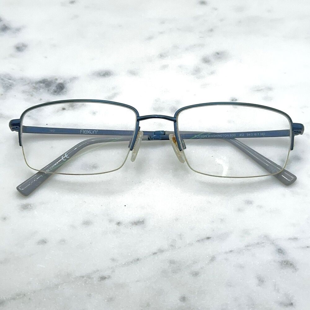 FLEXON Washington 600 412 Blue Mens Half Rim Eyeglasses Frames Only 54-18-140